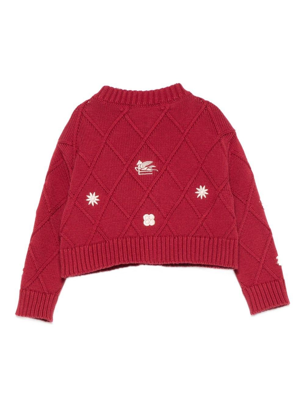 Cardigan per neonata ETRO Kids rosso con ricamo Pegasus - Rubino Kids