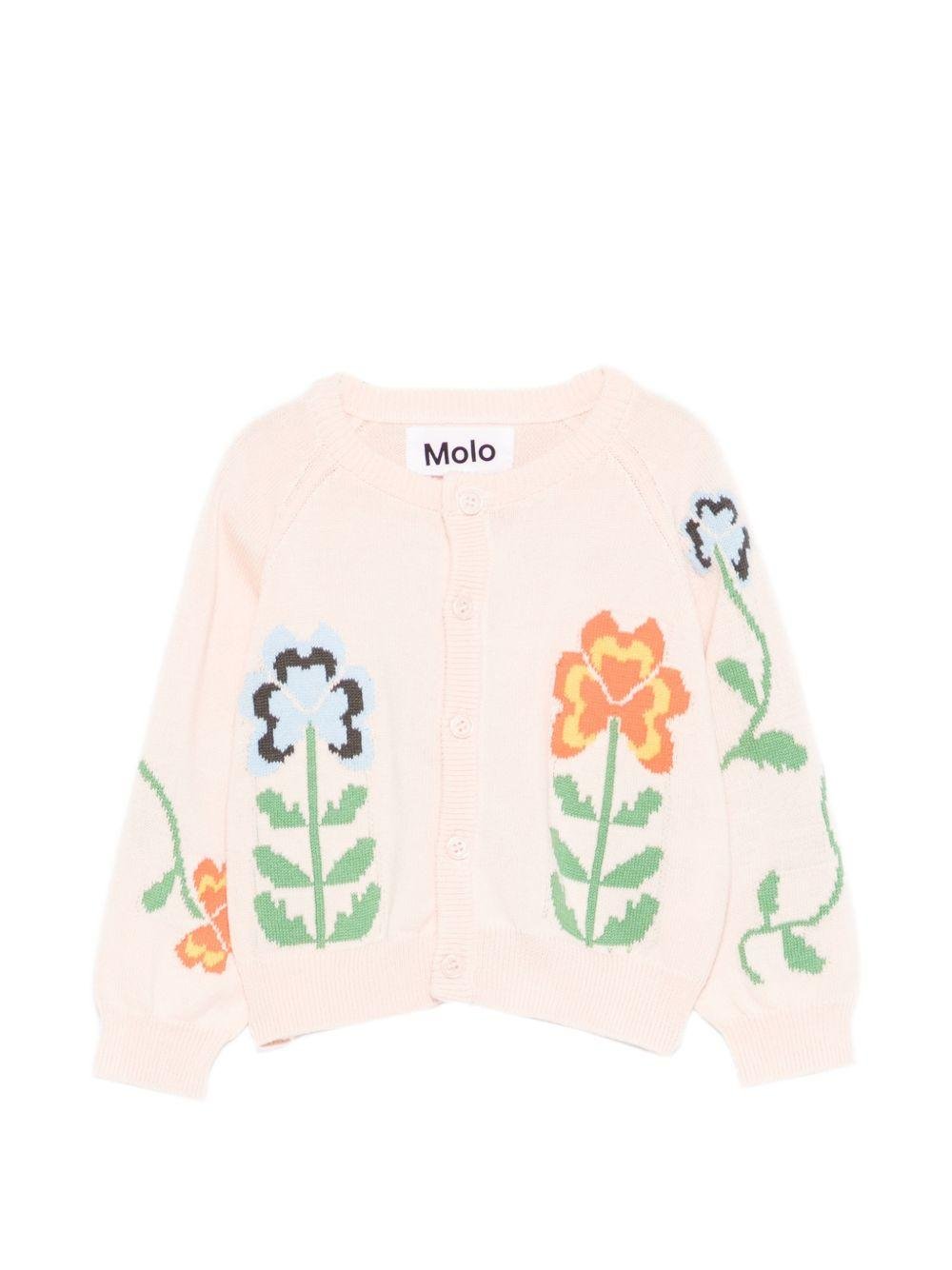 Cardigan per neonata Molo rosa con ricamo floreale - Rubino Kids