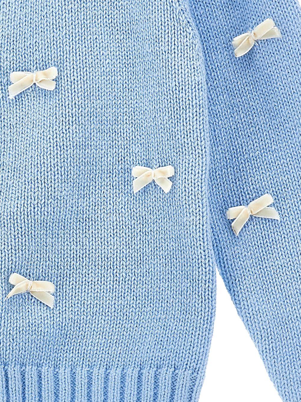 Cardigan per neonata Monnalisa azzurro con dettaglio fiocco - Rubino Kids