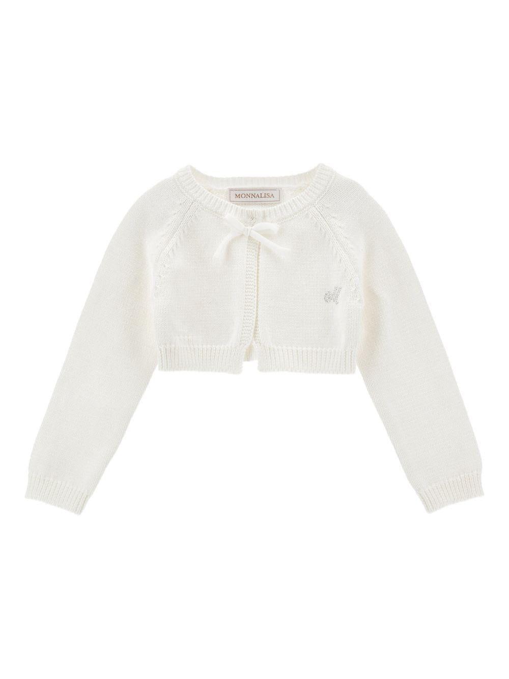 Cardigan per neonata Monnalisa bianco con dettaglio fiocco - Rubino Kids