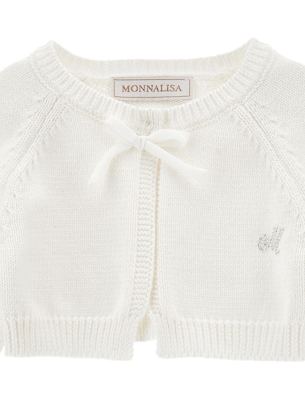Cardigan per neonata Monnalisa bianco con dettaglio fiocco - Rubino Kids