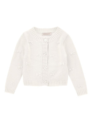 Cardigan per neonata Monnalisa bianco con fiocco