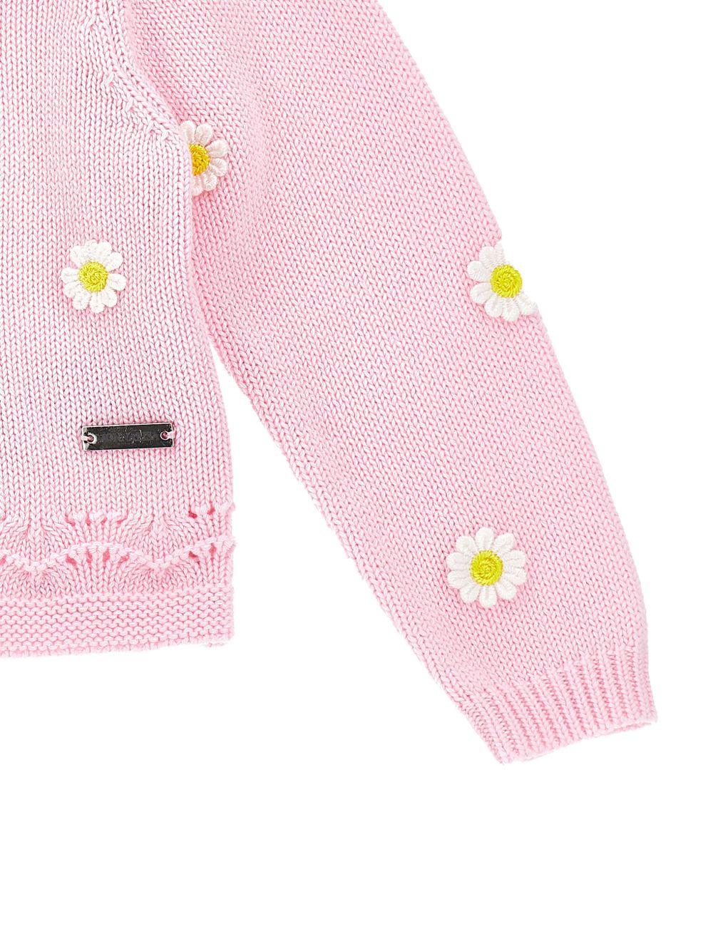 Cardigan per neonata Monnalisa rosa con decorazione con margherite - Rubino Kids