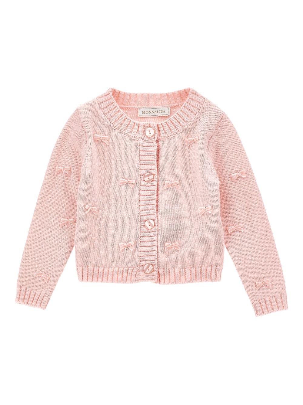 Cardigan per neonata Monnalisa rosa con fiocco - Rubino Kids