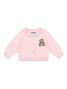 Cardigan per neonata Moschino Kids rosa con ricamo Teddy Bear - Rubino Kids