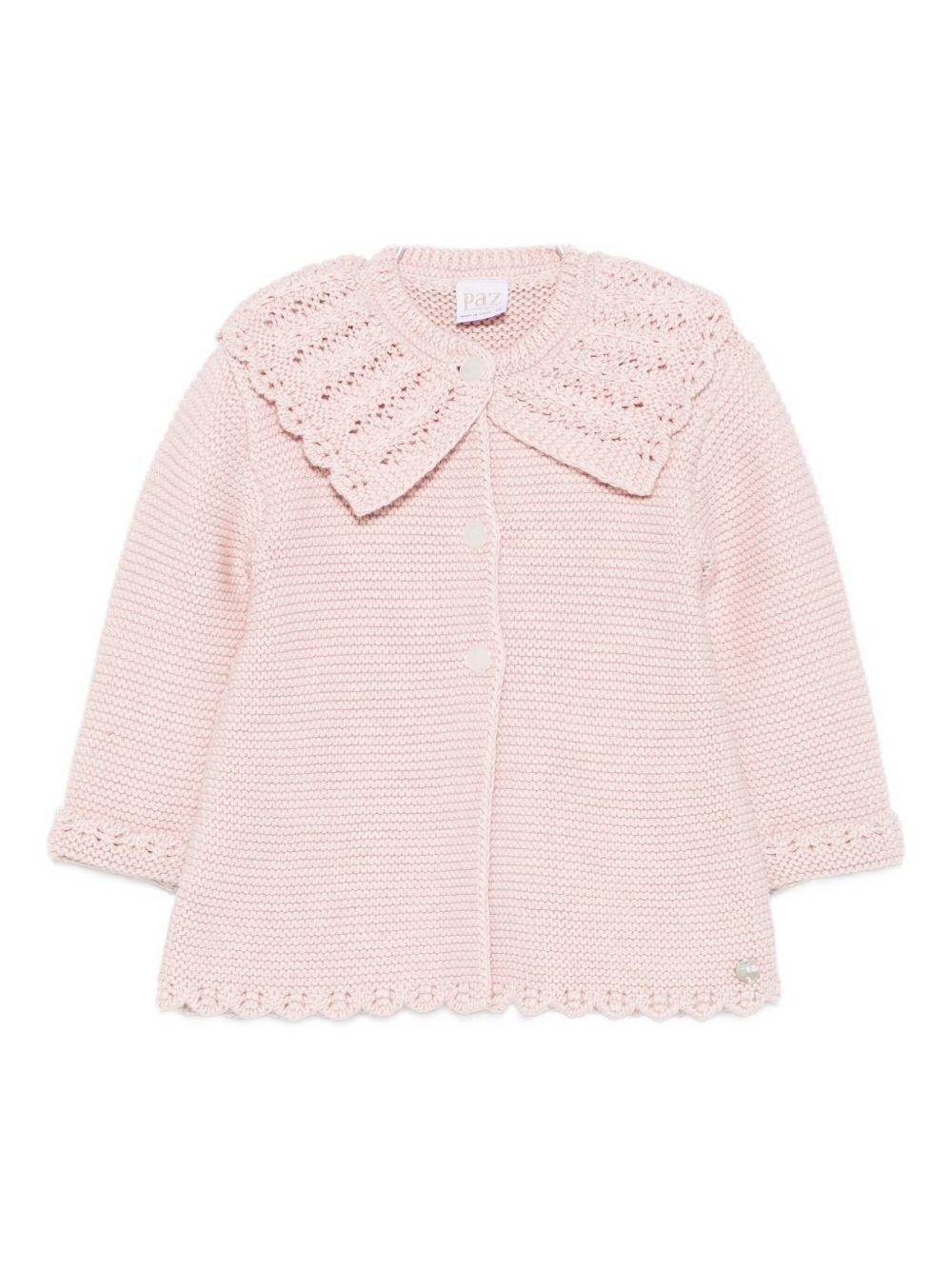 Cardigan per neonata Paz Rodríguez rosa con collo smerlato - Rubino Kids
