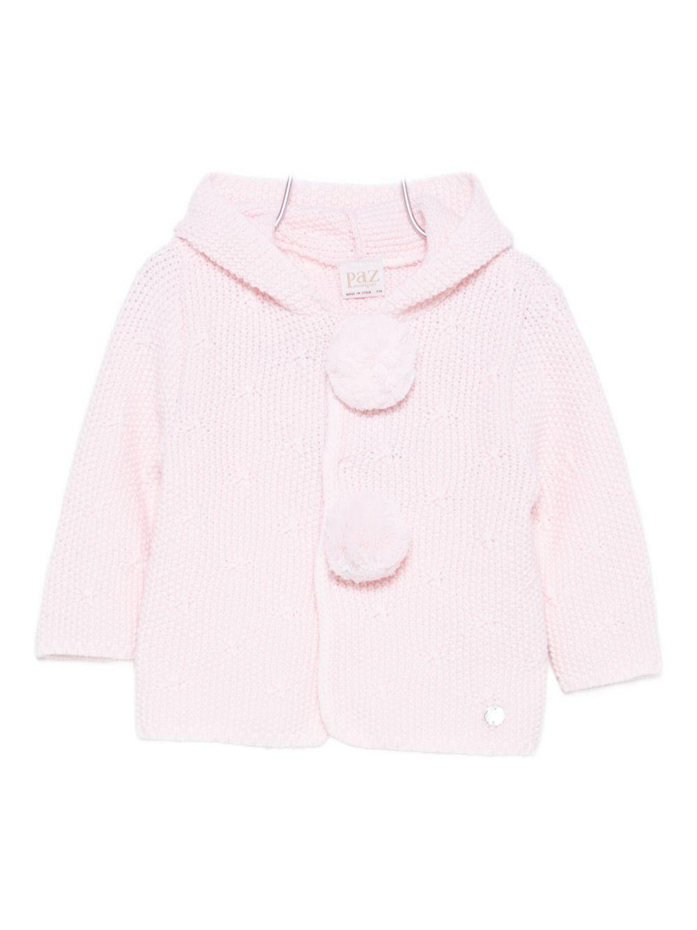Cardigan per neonata Paz Rodríguez rosa con pompon - Rubino Kids
