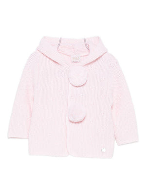 Cardigan per neonata Paz Rodríguez rosa con pompon