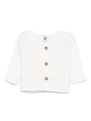 Cardigan per neonata Petit Bateau bianco con bottoni sul davanti