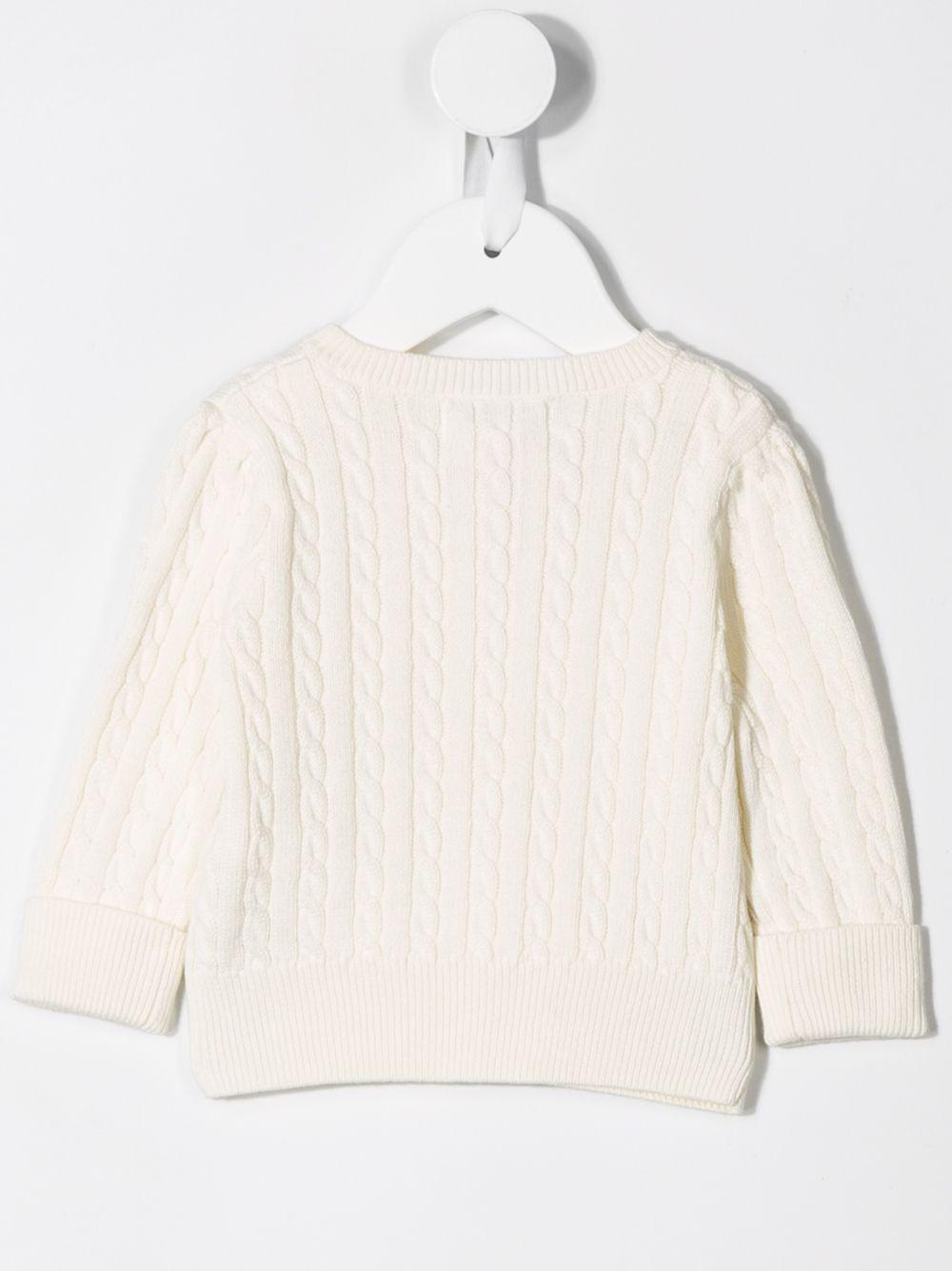 Cardigan per neonata Polo Ralph Lauren Kids bianco con logo ricamato - Rubino Kids