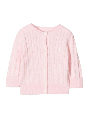 Cardigan per neonata POLO RALPH LAUREN KIDS rosa con ricamo Polo Pony