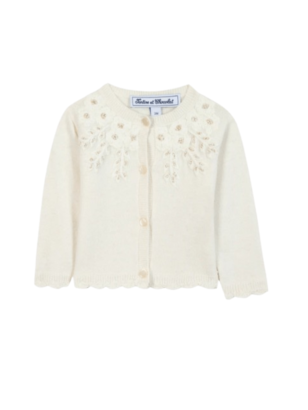 Cardigan per neonata Tartine Et Chocolat bianco con ricamo a fiori - Rubino Kids