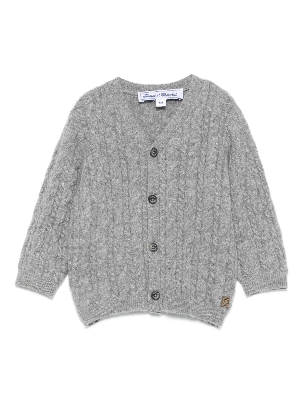 Cardigan per neonata Tartine Et Chocolate grigio con scollo a V - Rubino Kids