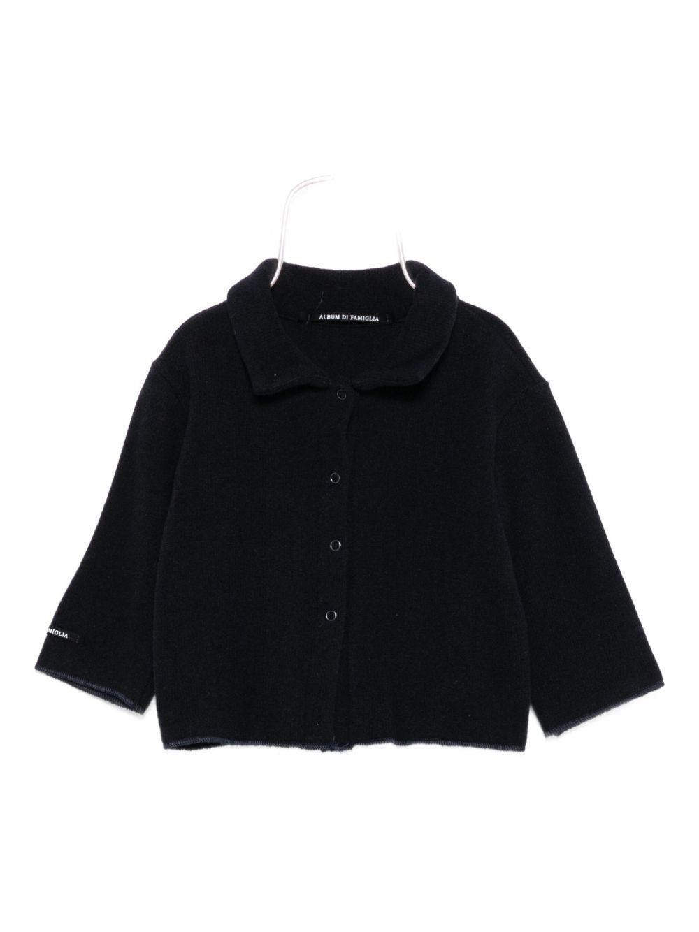 Cardigan per neonato Album di Famiglia Kids nero con colletto alla Peter Pan - Rubino Kids