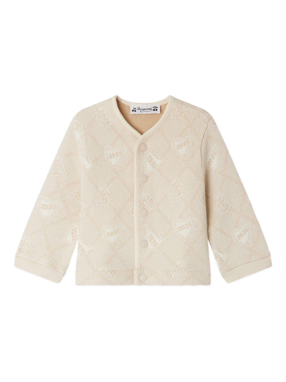 Cardigan per neonato Bonpoint beige con stampa - Rubino Kids