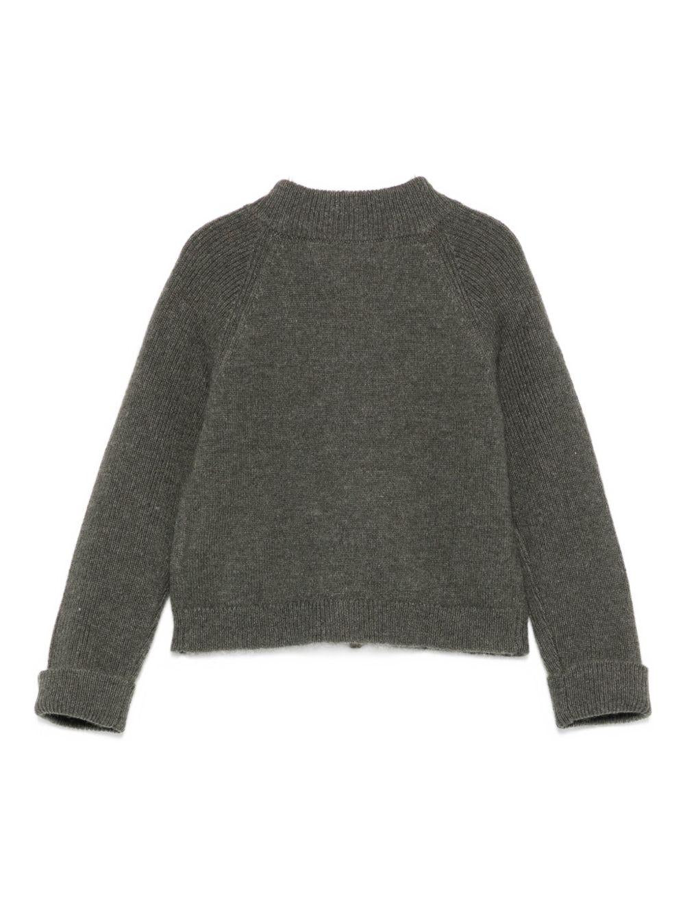 Cardigan per neonato Bonpoint grigio a coste con cerniera - Rubino Kids