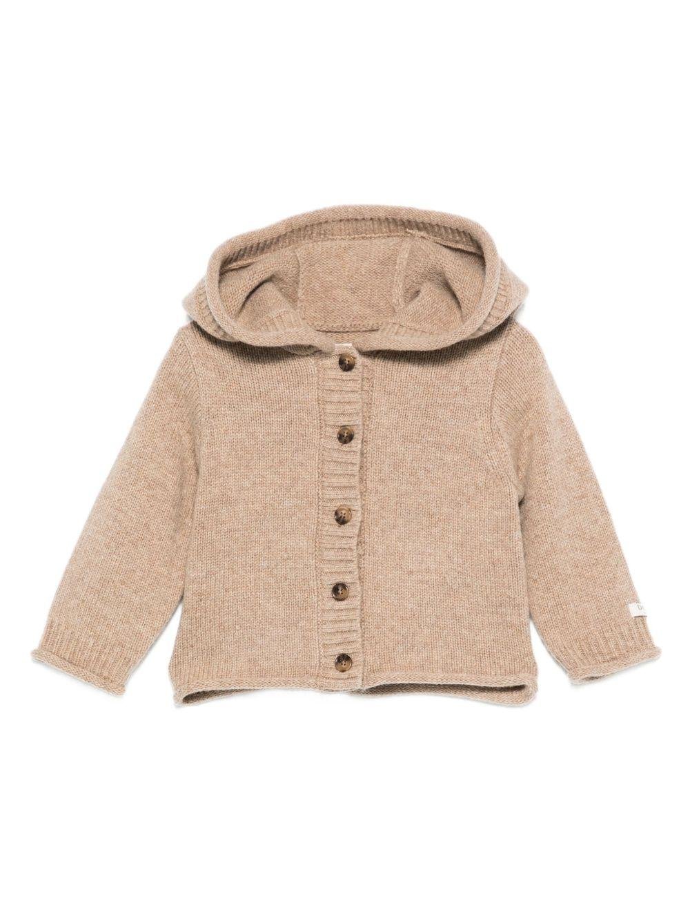 Cardigan per neonato Donsje beige con scollo a V - Rubino Kids