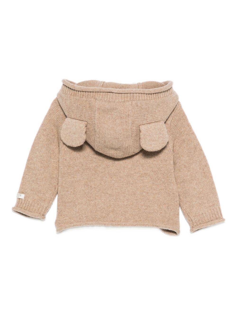 Cardigan per neonato Donsje beige con scollo a V - Rubino Kids