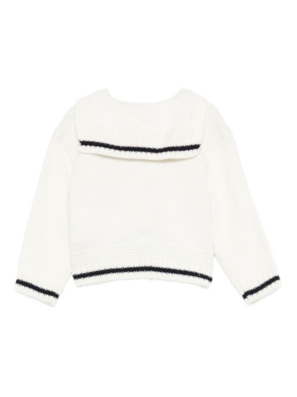 Cardigan per neonato Emporio Armani Kids bianco rifiniture nere - Rubino Kids