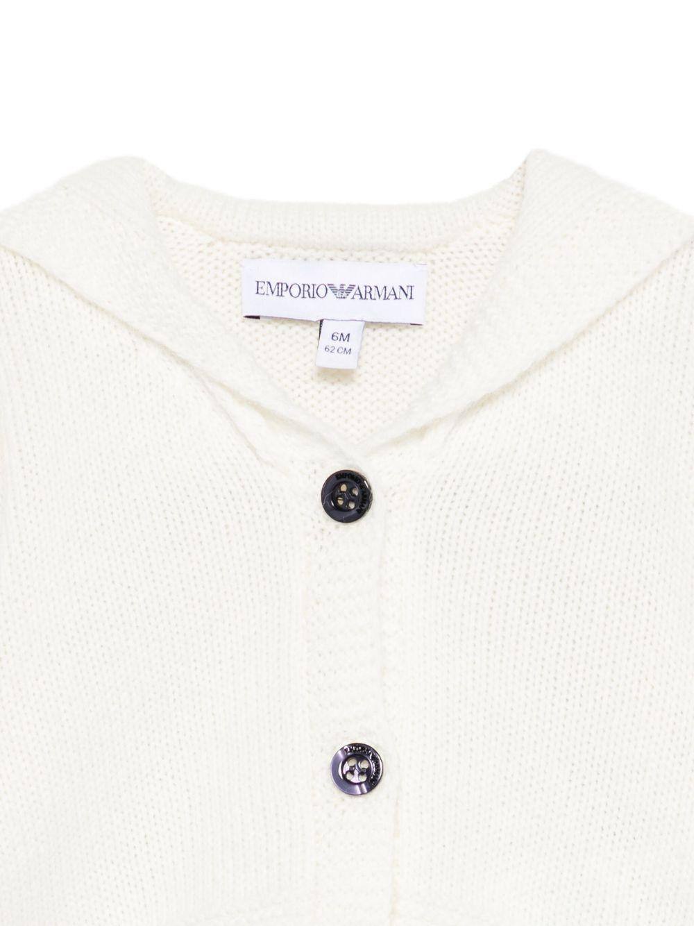 Cardigan per neonato Emporio Armani Kids bianco rifiniture nere - Rubino Kids