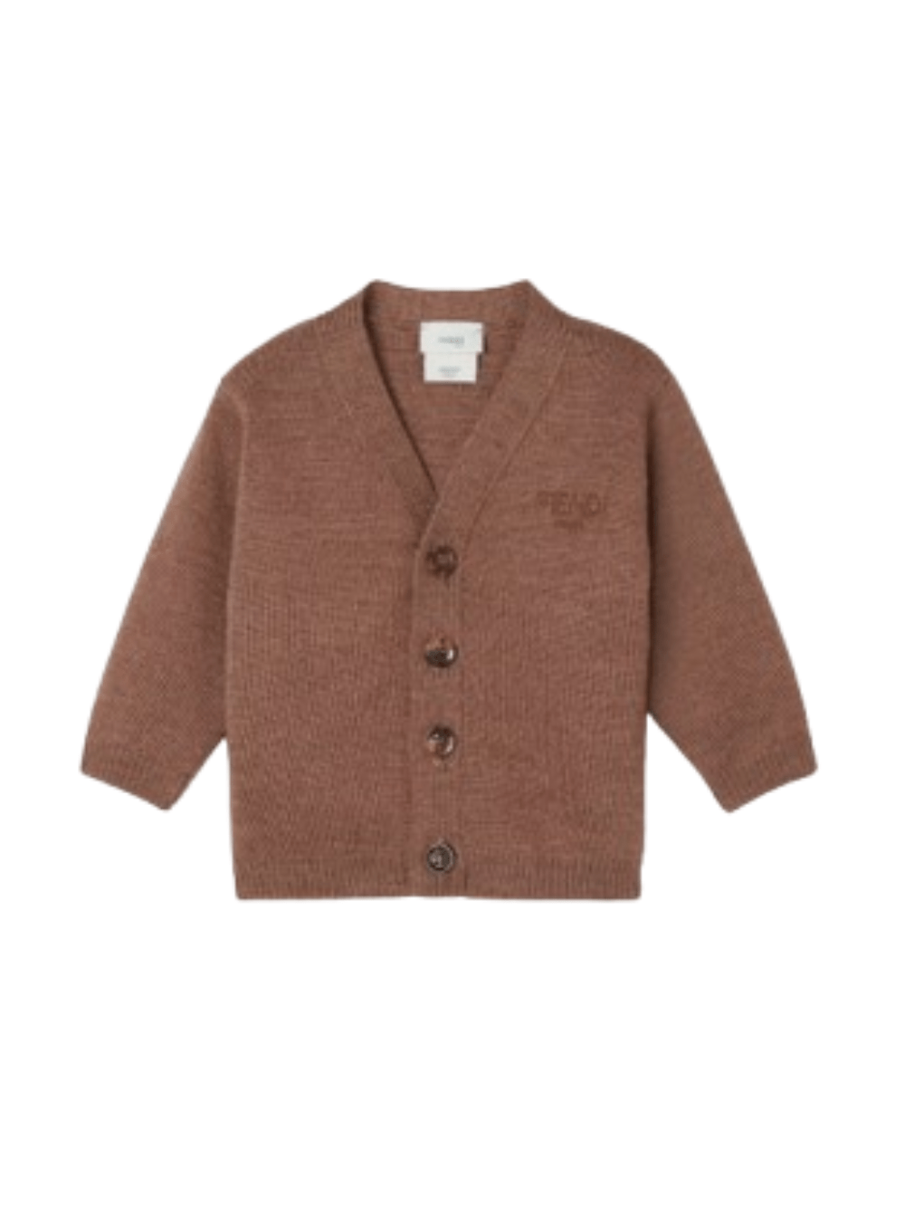 Cardigan per neonato Fendi Kids marrone con logo ricamato sul davanti - Rubino Kids