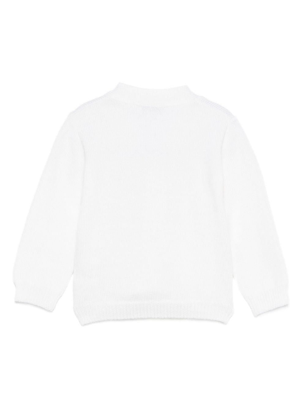 Cardigan per neonato Jesurum Baby bianco con due tasche applicate sul davanti - Rubino Kids