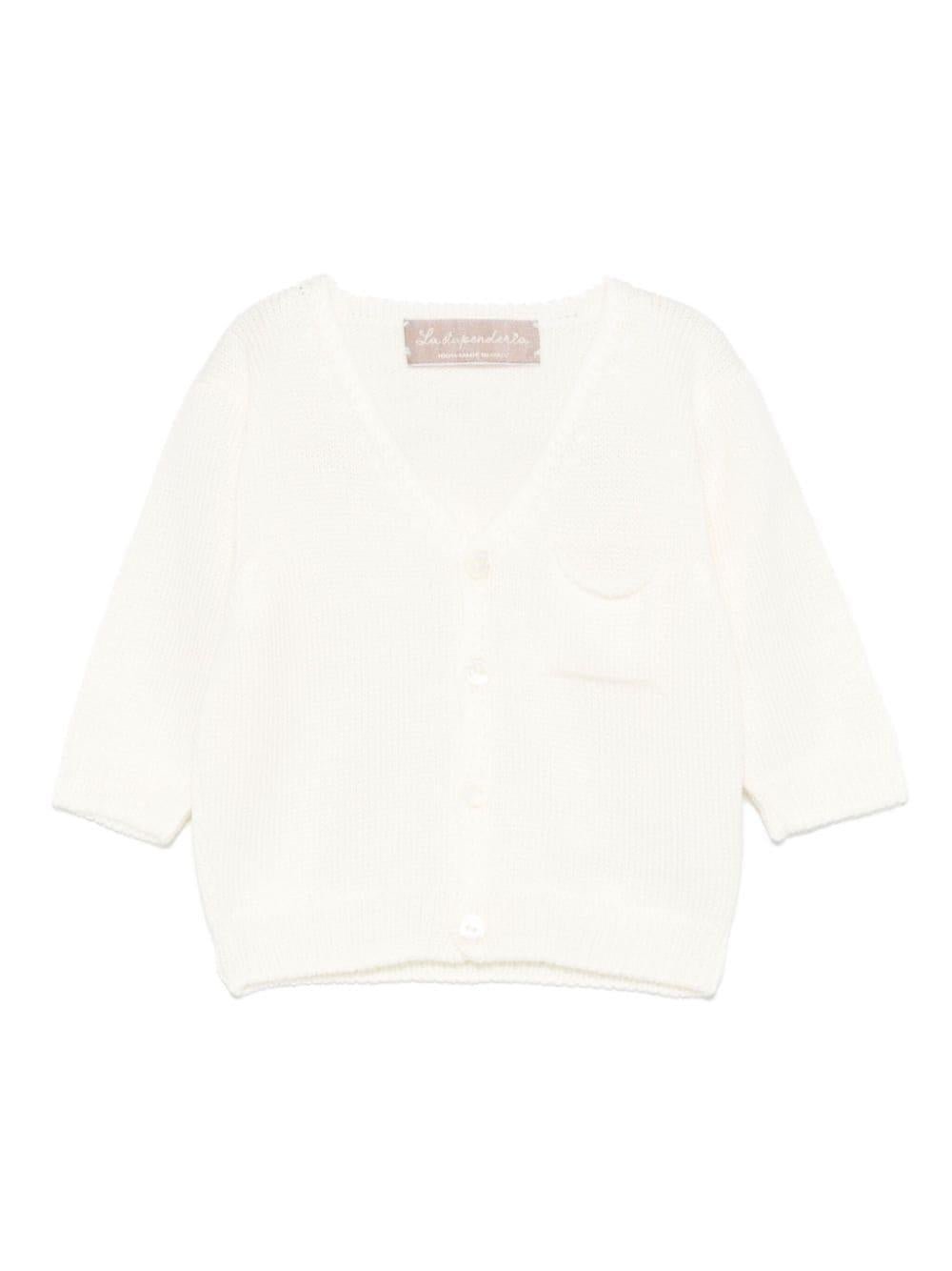 Cardigan per neonato La Stupenderia bianco con design lavorato a maglia - Rubino Kids