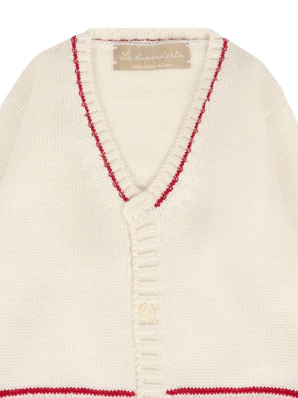 Cardigan per neonato La Stupenderia bianco con scollo a V - Rubino Kids