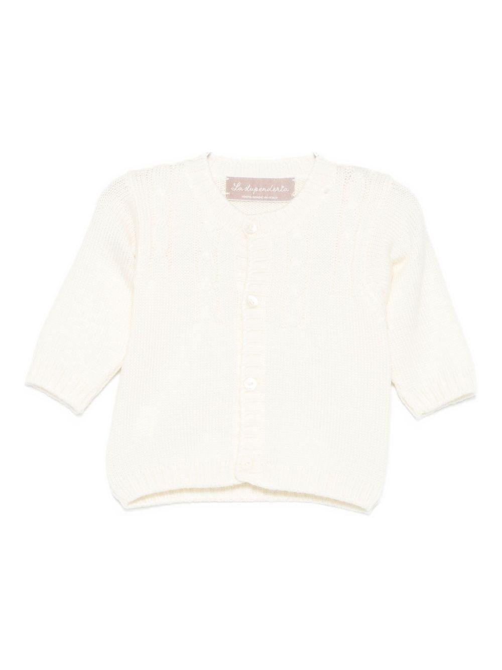 Cardigan per neonato La Stupenderia bianco con trama a coste - Rubino Kids