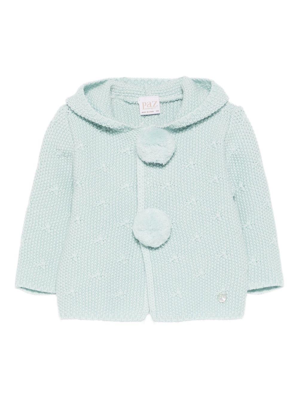 Cardigan per neonato Paz Rodríguez verde con pompon - Rubino Kids