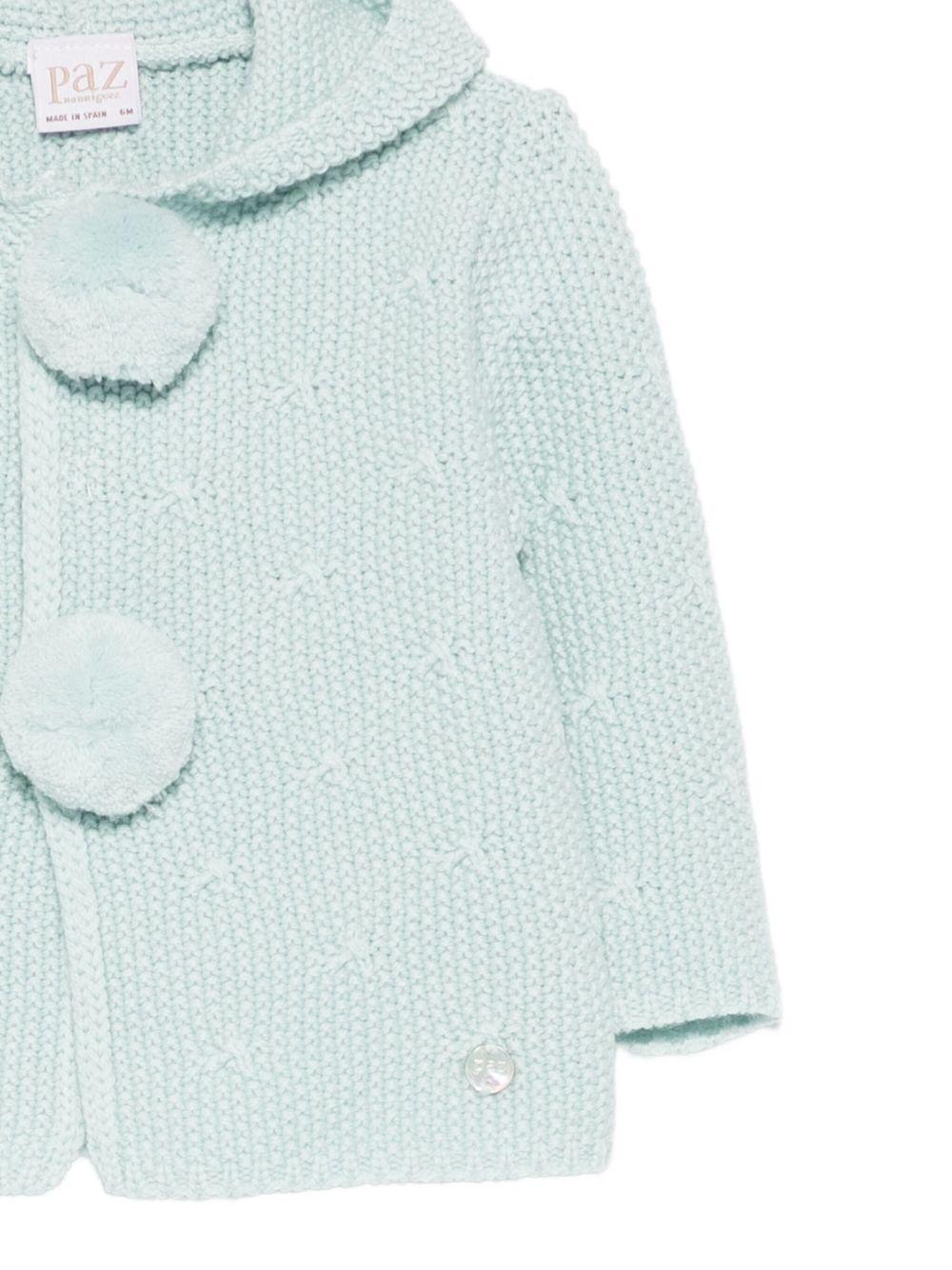 Cardigan per neonato Paz Rodríguez verde con pompon - Rubino Kids