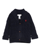 Cardigan per neonato Polo Ralph Lauren Kids blu con maglia a trecce - Rubino Kids