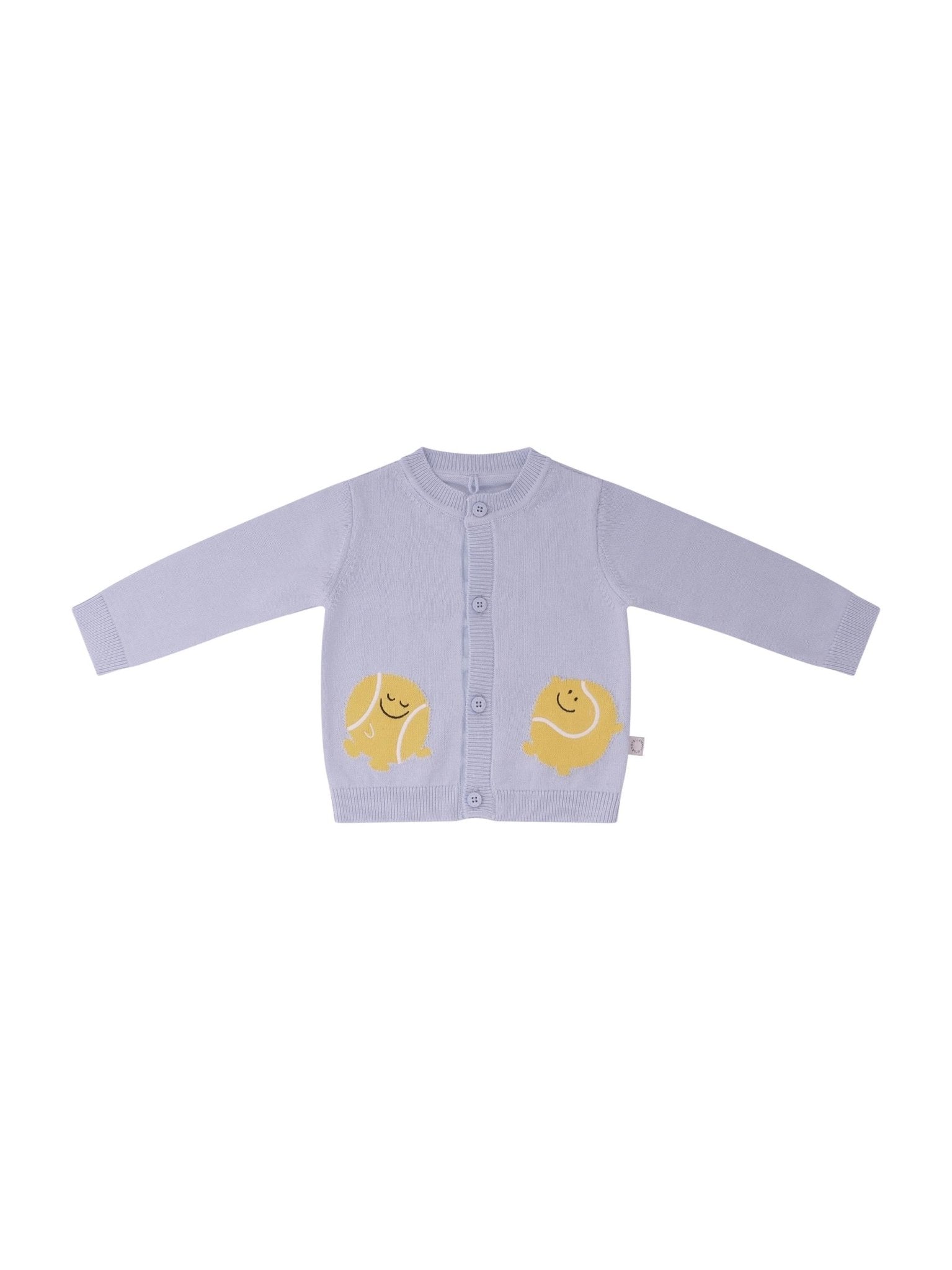 Cardigan per neonato Stella McCartney Kids azzurro con ricamo palle da tennis - Rubino Kids