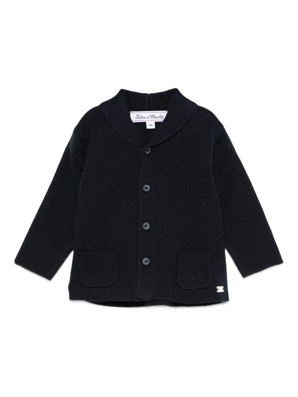 Cardigan per neonato Tartine Et Chocolate blu con tasche laterali applicate - Rubino Kids