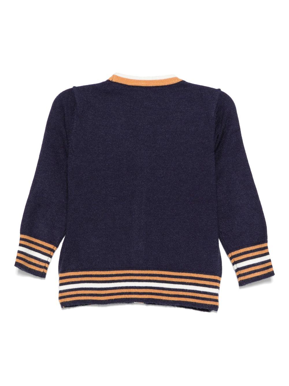 Cardigan per neonato TRUSSARDI JUNIOR blu con dettaglio a righe - Rubino Kids