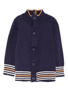 Cardigan per neonato TRUSSARDI JUNIOR blu con polsini a righe - Rubino Kids