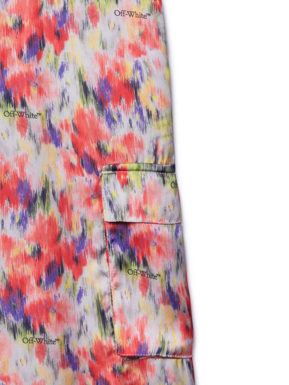 Cargo per bambina Off - White Kids multicolore in crepe de chine con stampa all - over - Rubino Kids