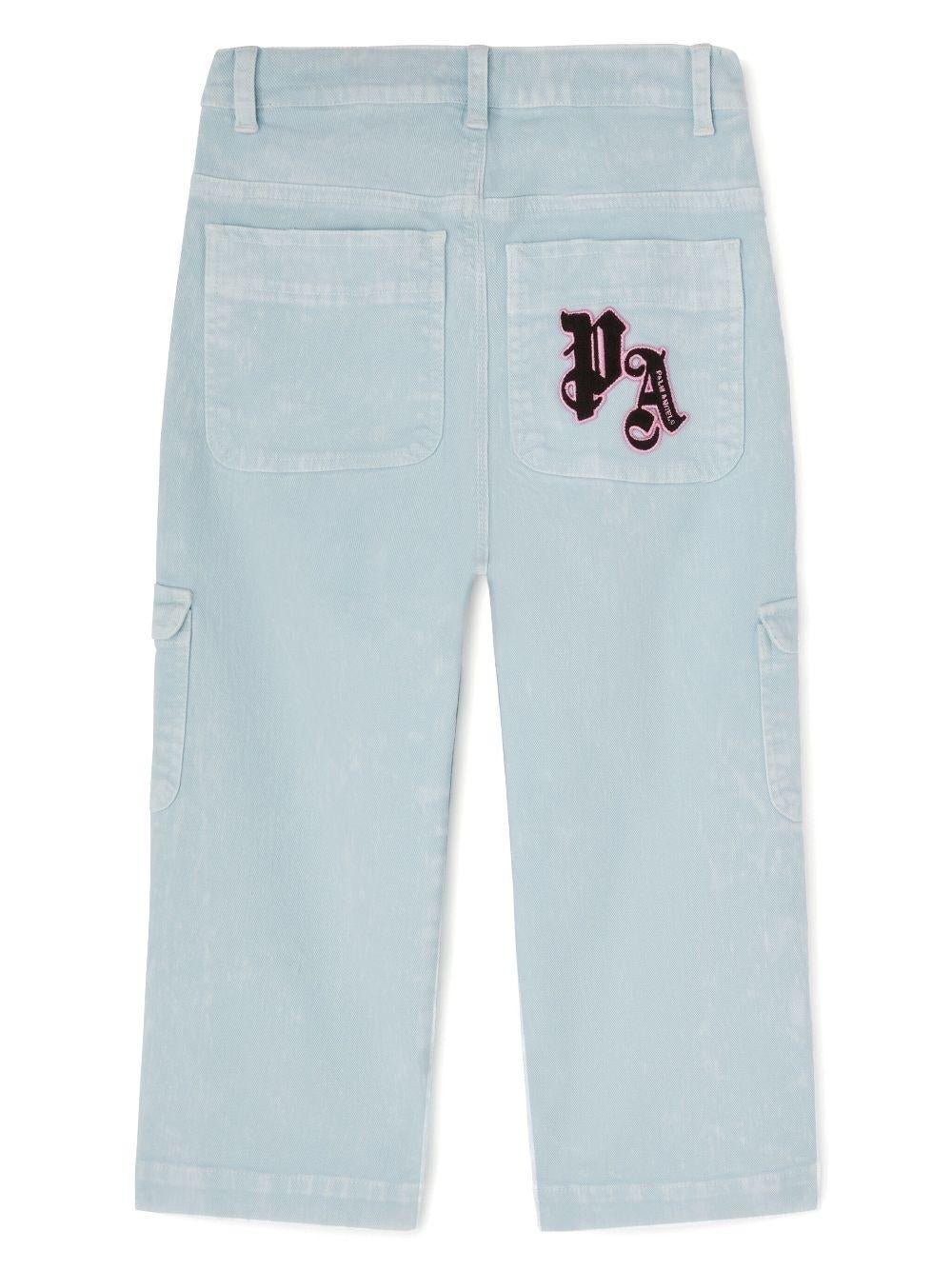 Cargo per bambino Palm Angels Kids azzurro con stampa - Rubino Kids