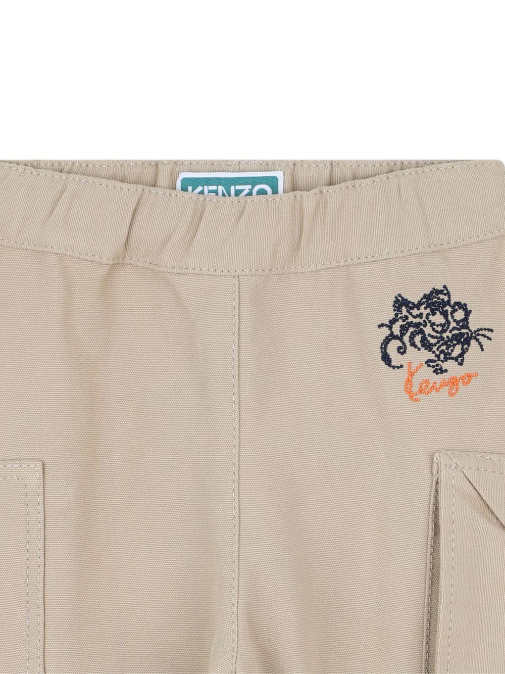 Cargo per neonato Kenzo Kids beige con logo ricamato - Rubino Kids