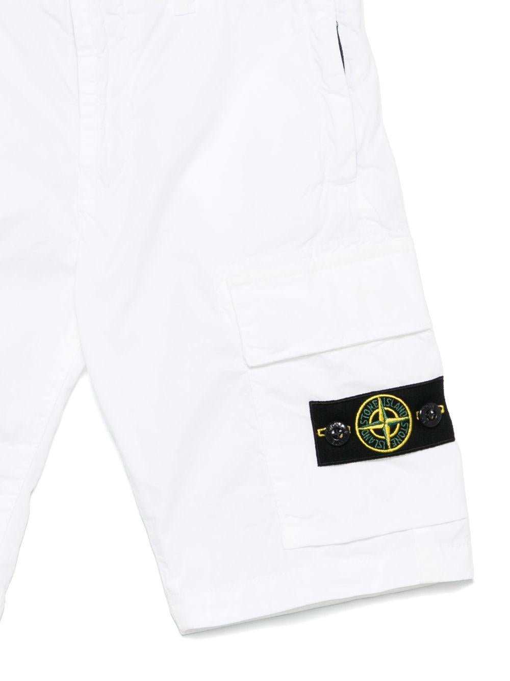 Cargo shorts Stone Island Junior bianco con tasche laterali - Rubino Kids