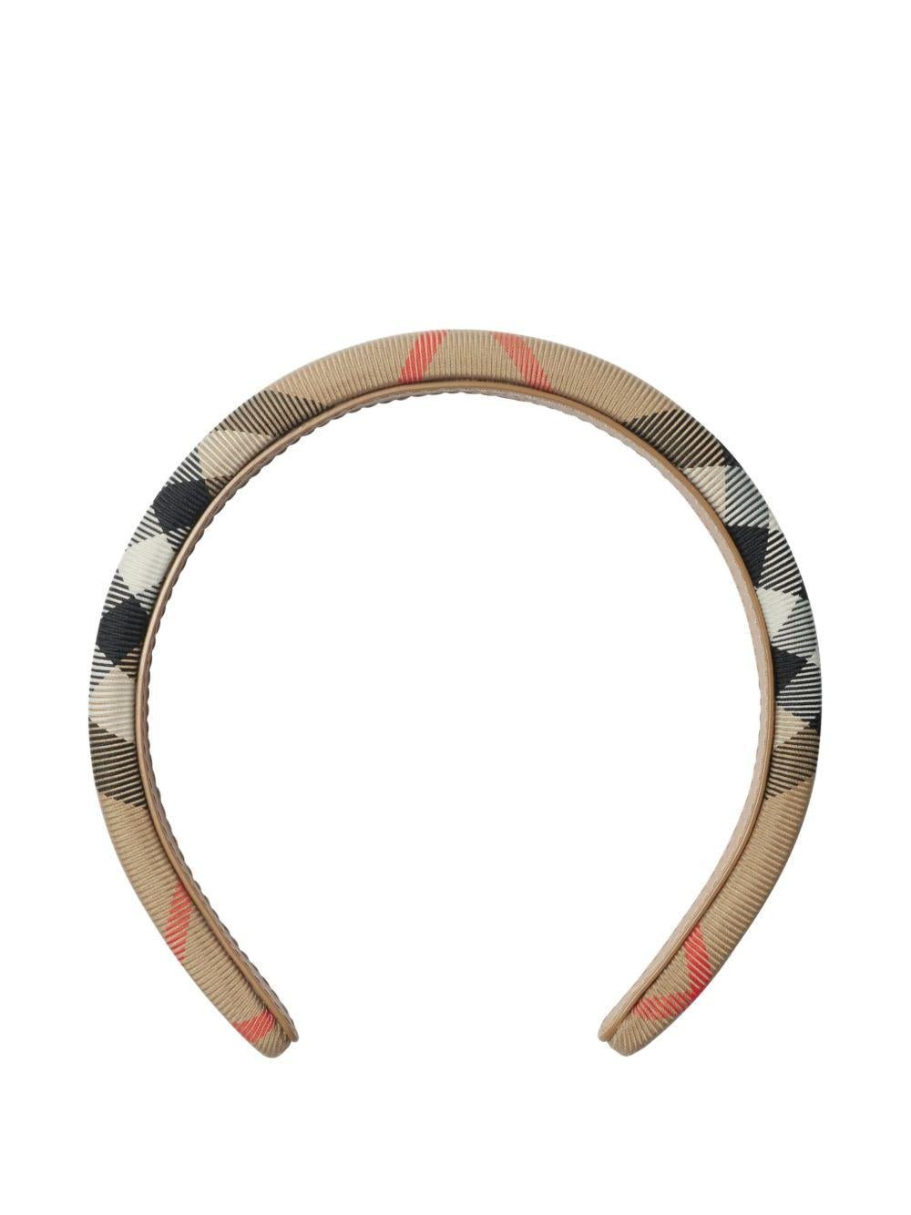 Cerchietto per bambina Burberry Kids beige con motivo Vintage Check - Rubino Kids