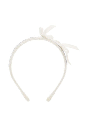 Monnalisa white headband for girls with crystals