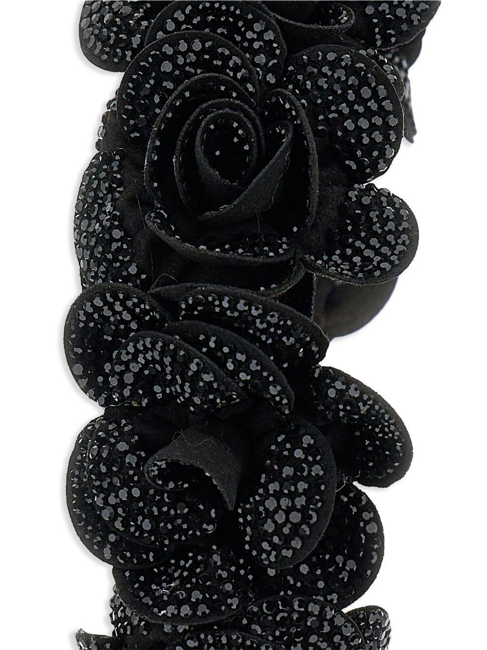 Cerchietto per bambina Monnalisa nero con decorazione a fiori - Rubino Kids