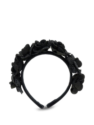 Monnalisa black headband for girls with flower decoration