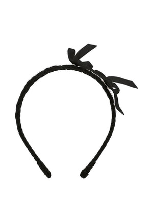 Monnalisa black velvet headband for girls with bow detail