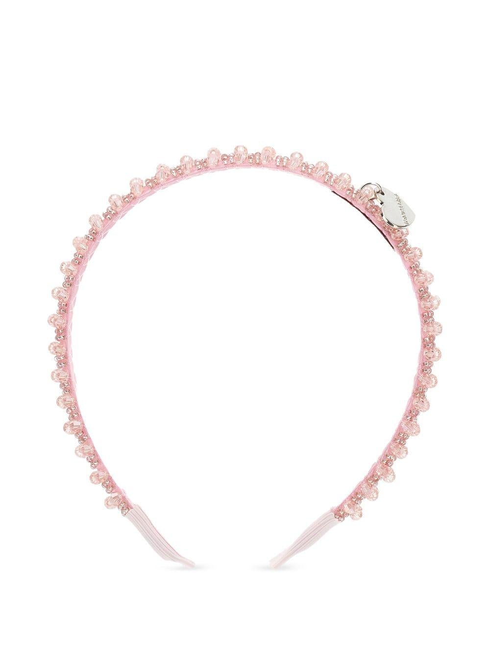 Cerchietto per bambina Monnalisa rosa con decorazione con perline - Rubino Kids