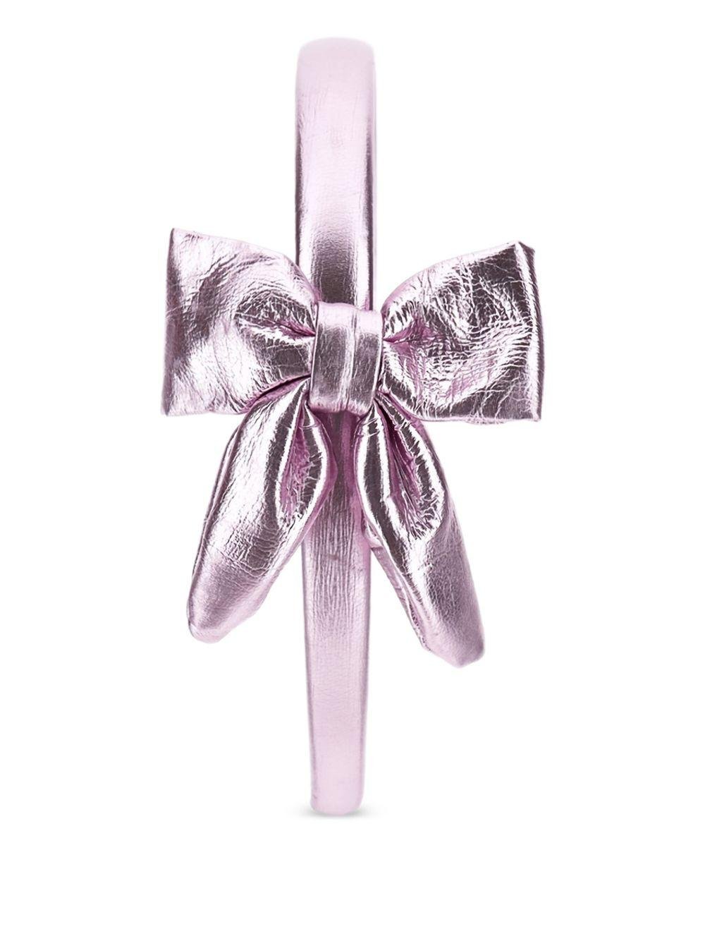 Cerchietto per bambina Monnalisa rosa con fiocco metalizzato - Rubino Kids