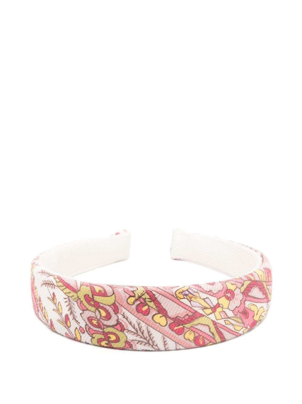Cerchietto per capelli per bambina Etro Kids rosa con stampa floreale - Rubino Kids