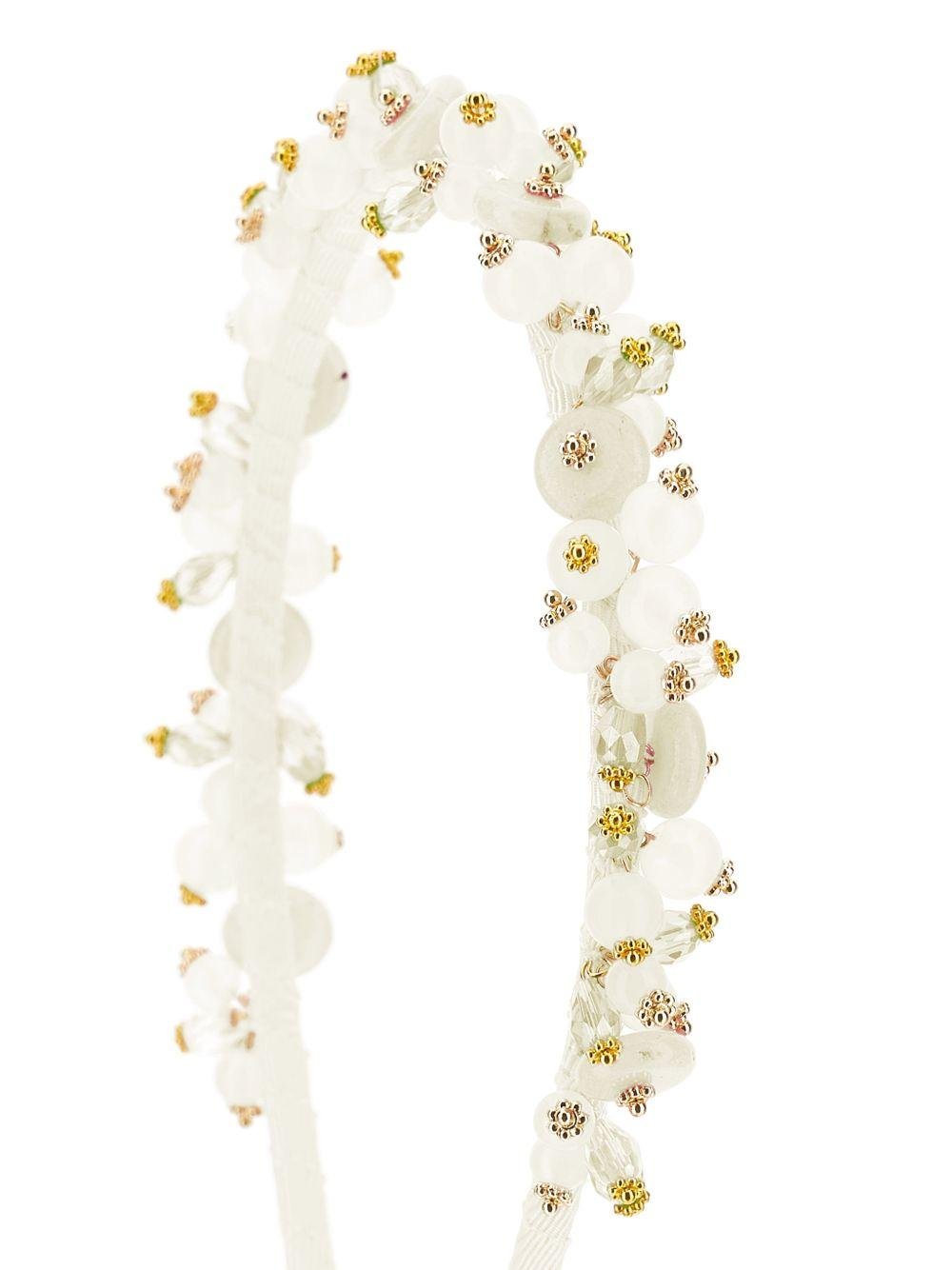 Cerchietto per capelli per bambina Monnalisa bianco con decorazione con perline - Rubino Kids