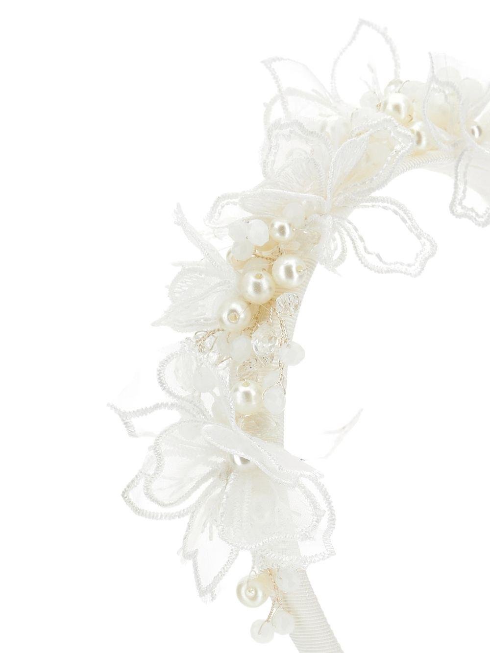 Cerchietto per capelli per bambina Monnalisa bianco con decorazione floreale - Rubino Kids